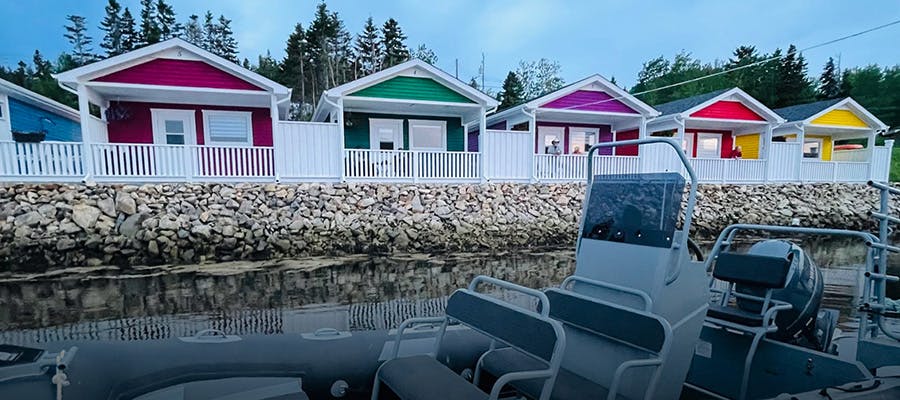 A row of colourful cottage homes in Fridays Bay.
